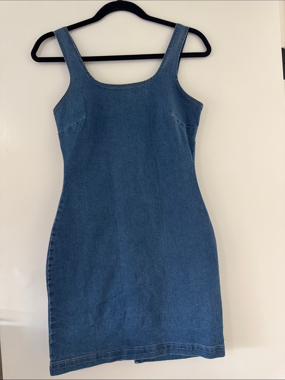 Derek Heart Denim Tank Mini Dress in Medium Blue